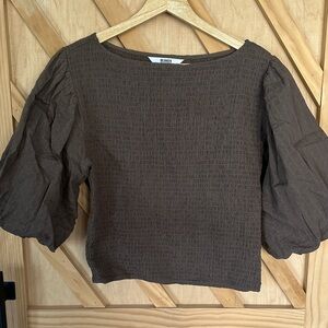 BB Dakota by Steve Madden Chocolate Puff Sleeve Blouse